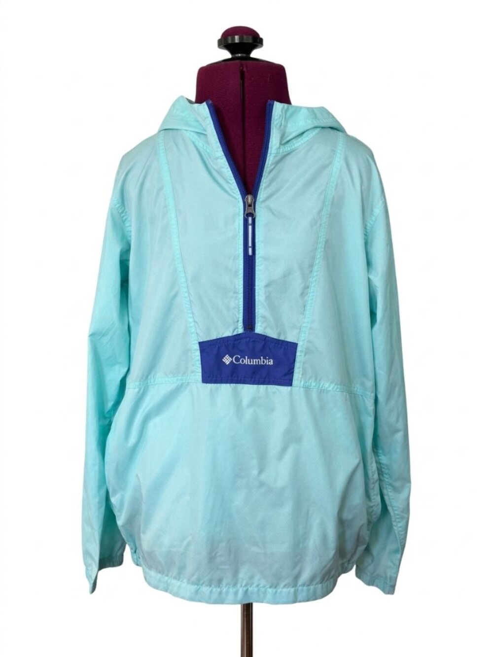 Columbia Light Blue Hooded Windbreaker - Kids' Size L (14/16)